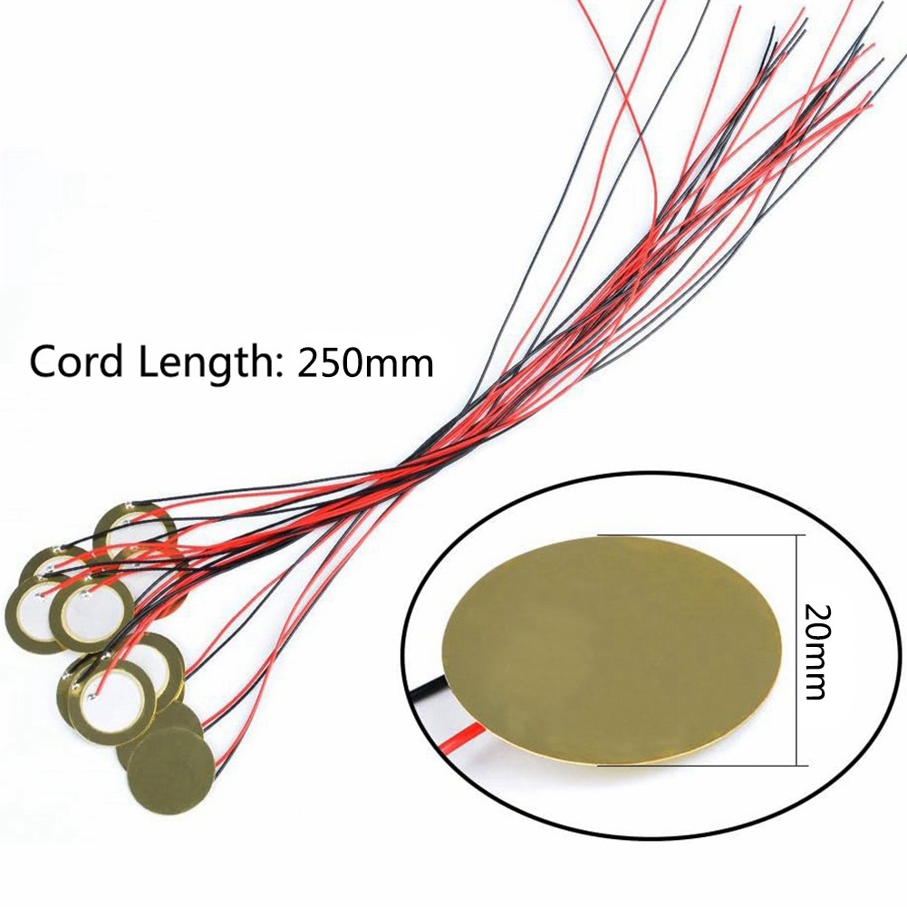 15 pieces 20mm guitar piezoelectric pickup buzzer musical instrument drum pickup patch line length 25cm