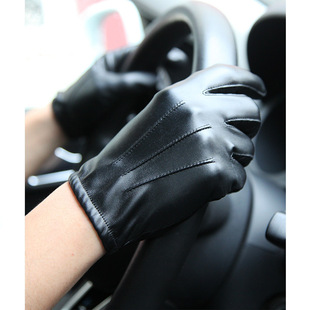Touch screen leather gloves men's and women's driver gloves sanxiaoxiang autumn and winter Korean fashion riding couple gloves