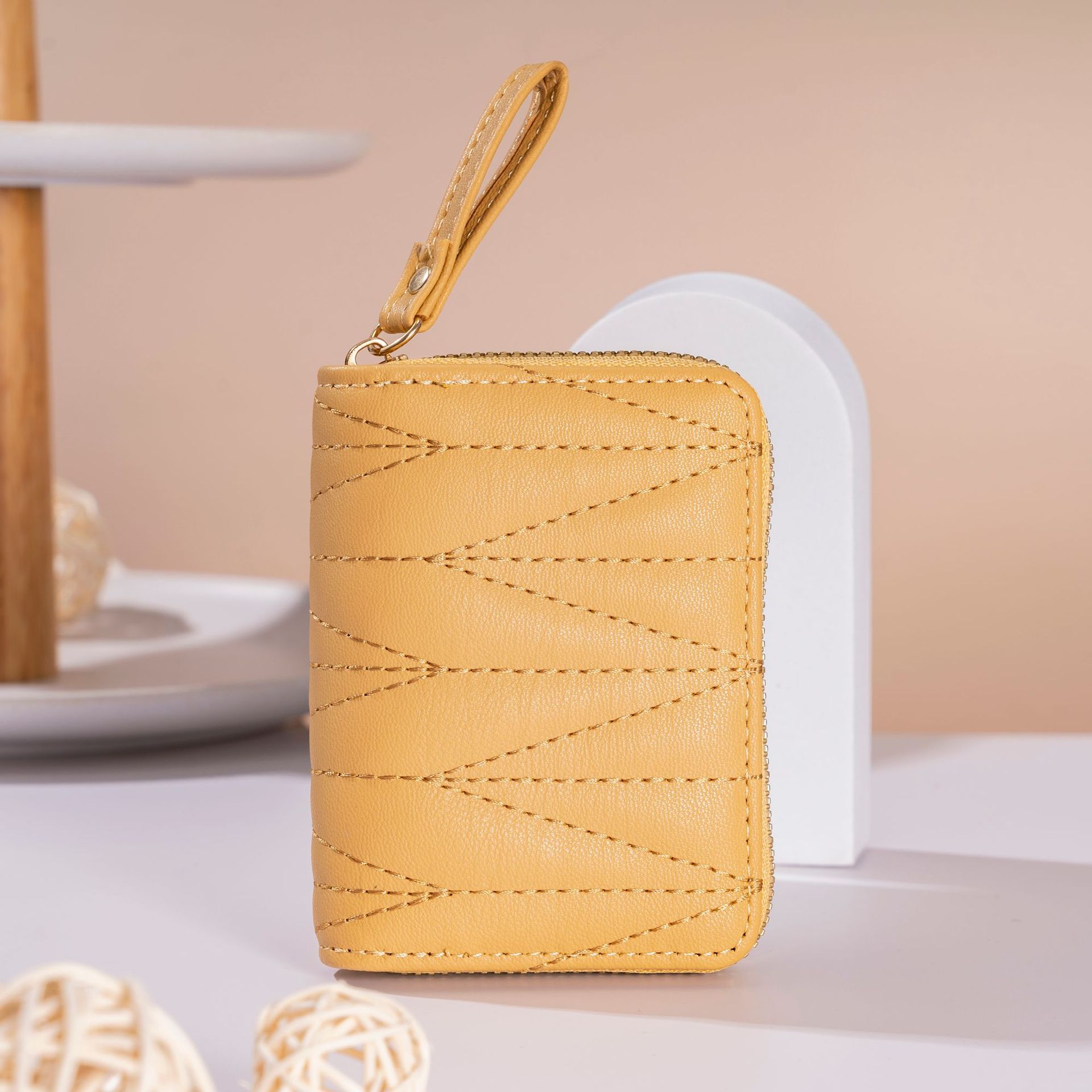 New embroidery thread macaron candy color Chanel style women's organ card holder student coin purse credit card storage bag