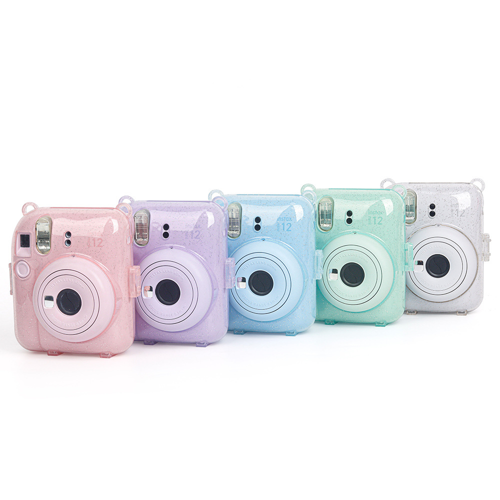 For Polaroid mini12 Photo Bag Glitter Crystal Case Storage Scratch-resistant Transparent Protective Case with Rope PC Case