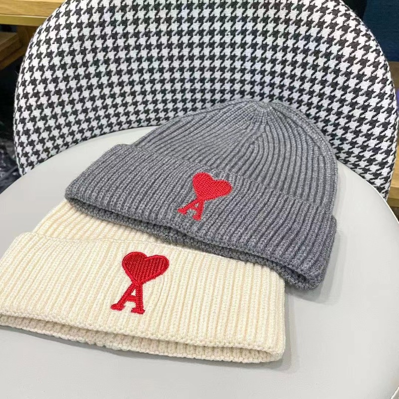 秋冬桃心A愛小衆毛糸帽刺繍フリルニット冷帽男女同項韓版潮帽|undefined