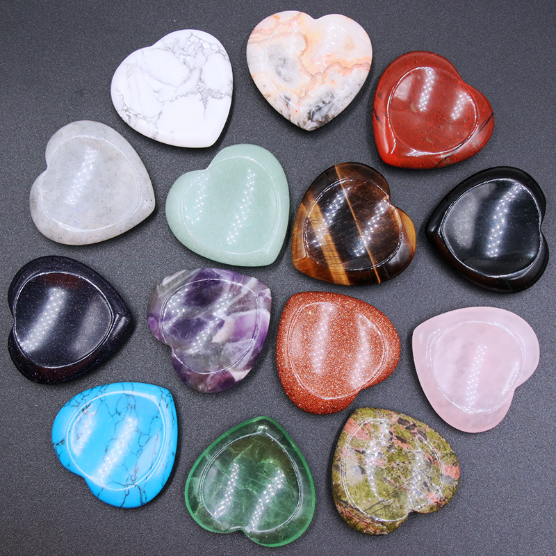 loving heart 天然水晶石頭40mm愛心按摩石 心形忘憂石拇指石跨境