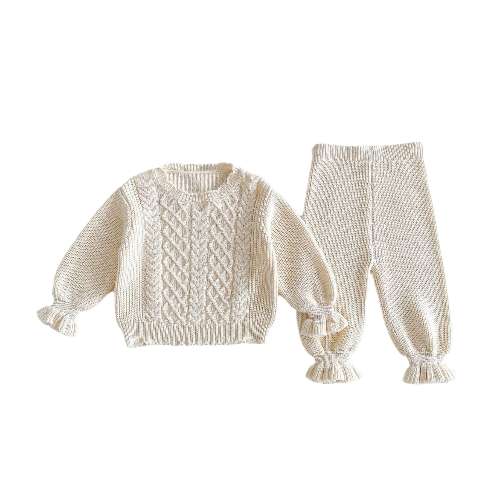 Autumn Girls Korean Solid Color Retro Sweater Winter Warm Base Knitwear Women's Crewneck Pullover suit