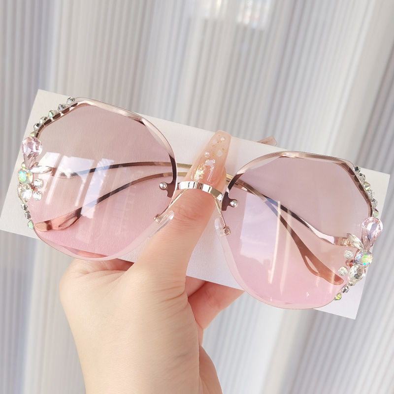 2022 New Cross-border Fashion Rhinestone Sunglasses Women Slim Sunglasses Trendy Sunscreen UV Protection Korean Style Glasses
