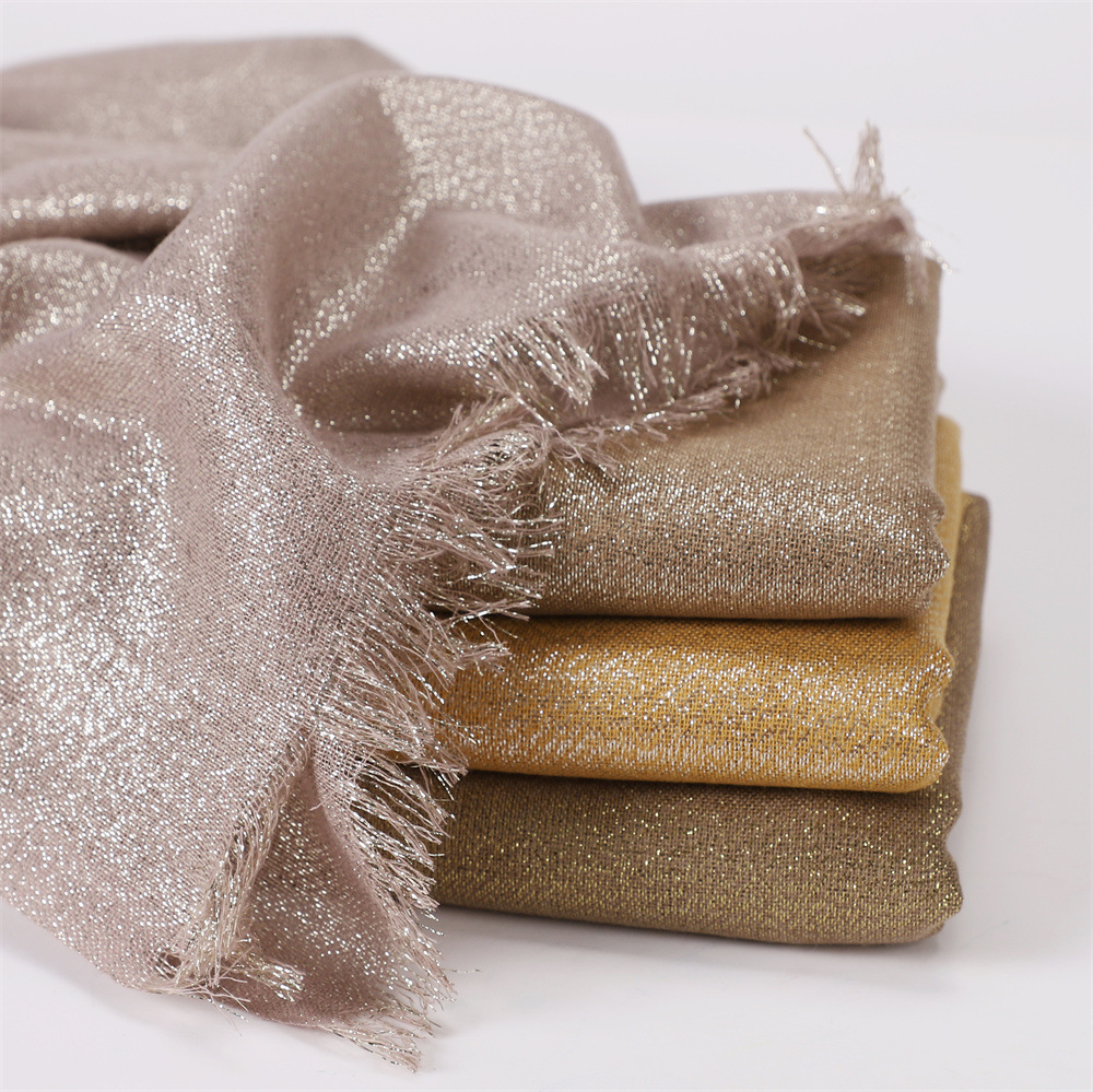 Cross-border international station new solid color rayon Gold Silver two short beard shawl women's scarf a generation of hair