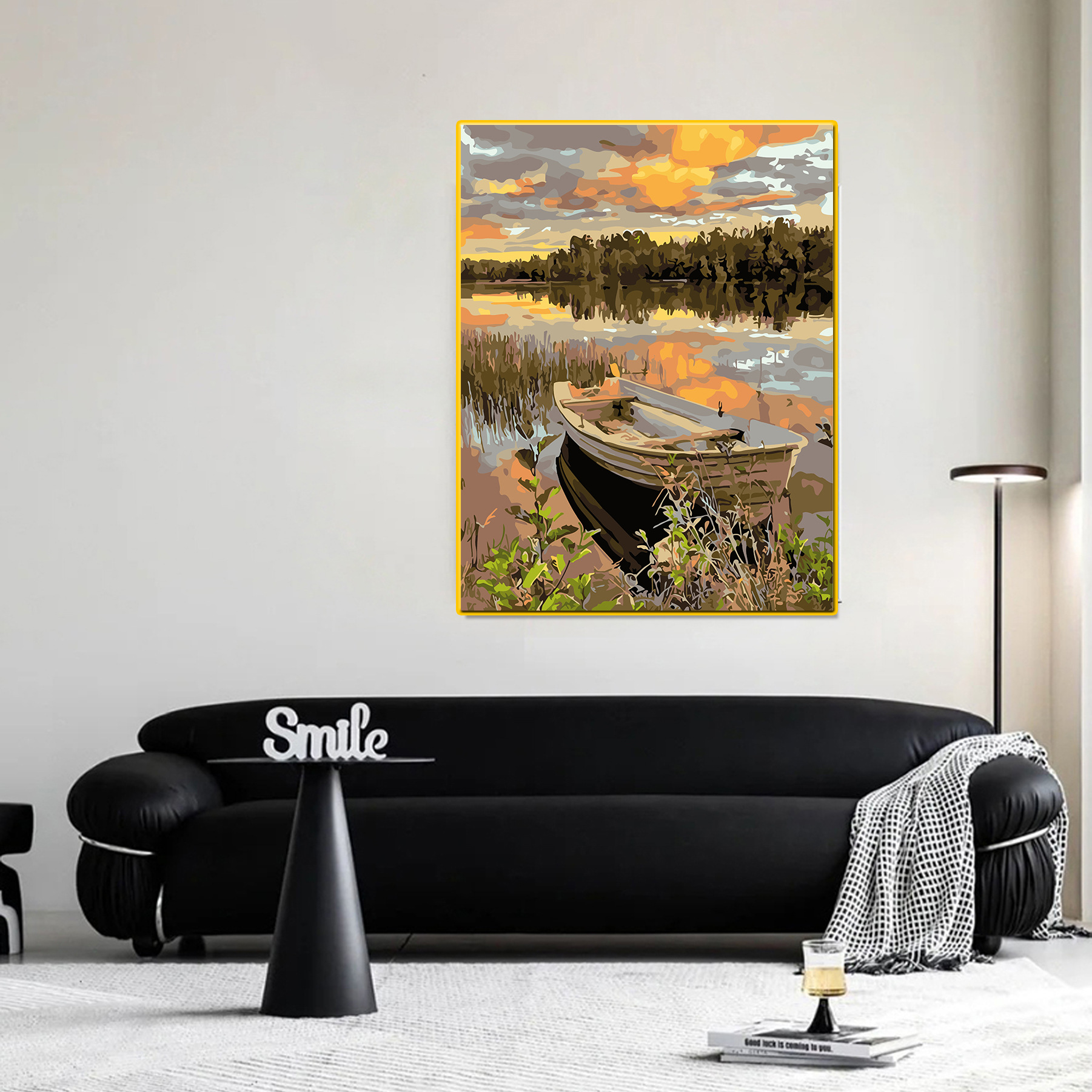Digital Oil Painting DIY cross-border manufacturers wholesale hand-painted landscape decorative painting frameless hand-filled decompression oil painting
