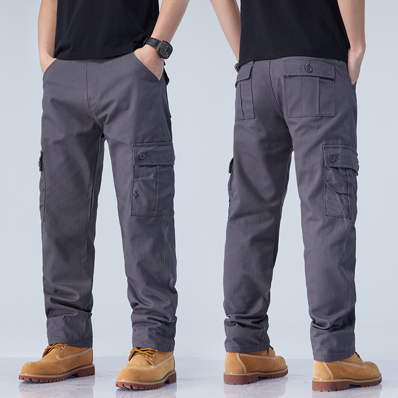 Overalls men's multi-pocket loose straight foreign trade AliExpress Amazon popular sports outdoor work pants wear-resistant