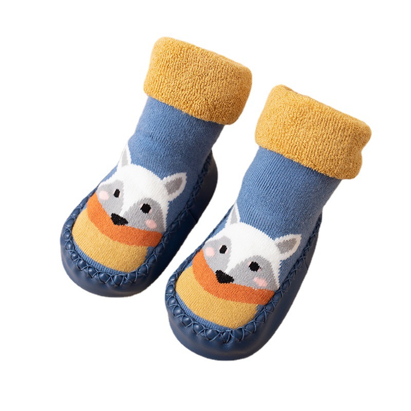 Newborn Baby Socks Shoes and Socks Non-slip Baby Class A Thickened Mid-tube Cotton Socks 0-3 Years Old Toddler Floor Socks Autumn and Winter