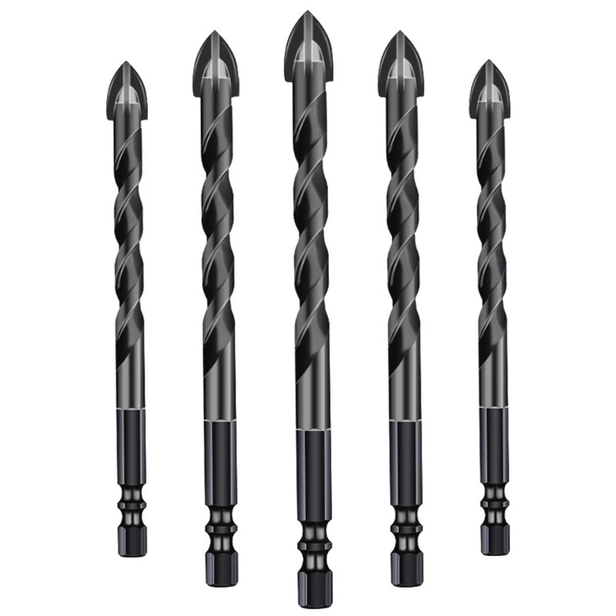 Four-blade 6 high-strength punching suit dry alloy lengthened hexagonal cross twist drill ceramic tile turning head