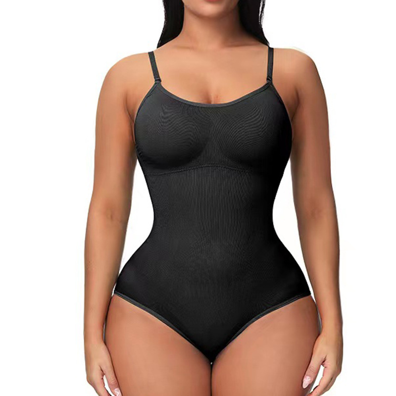 Cross-border women's body shaping one-piece underwear European and American belly contracting open hip lifting sling chest support body shaping jumpsuit briefs