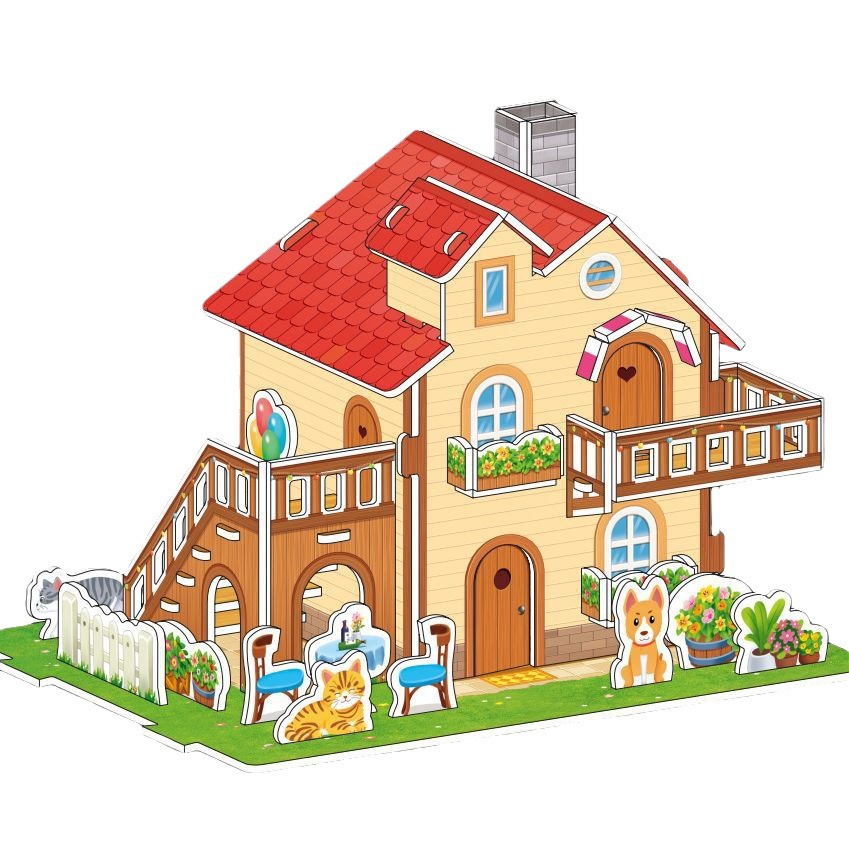 Children's 3d 3d puzzle toys 3 to 6 years old house Princess building blocks puzzle boys and girls 3diy handmade small house