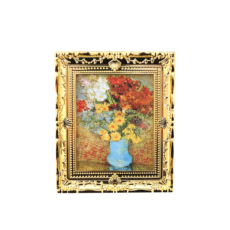 mini Miniature simulation oil painting mini Dollhouse decoration accessories photo frame famous painting ob11 toy decoration 1:12