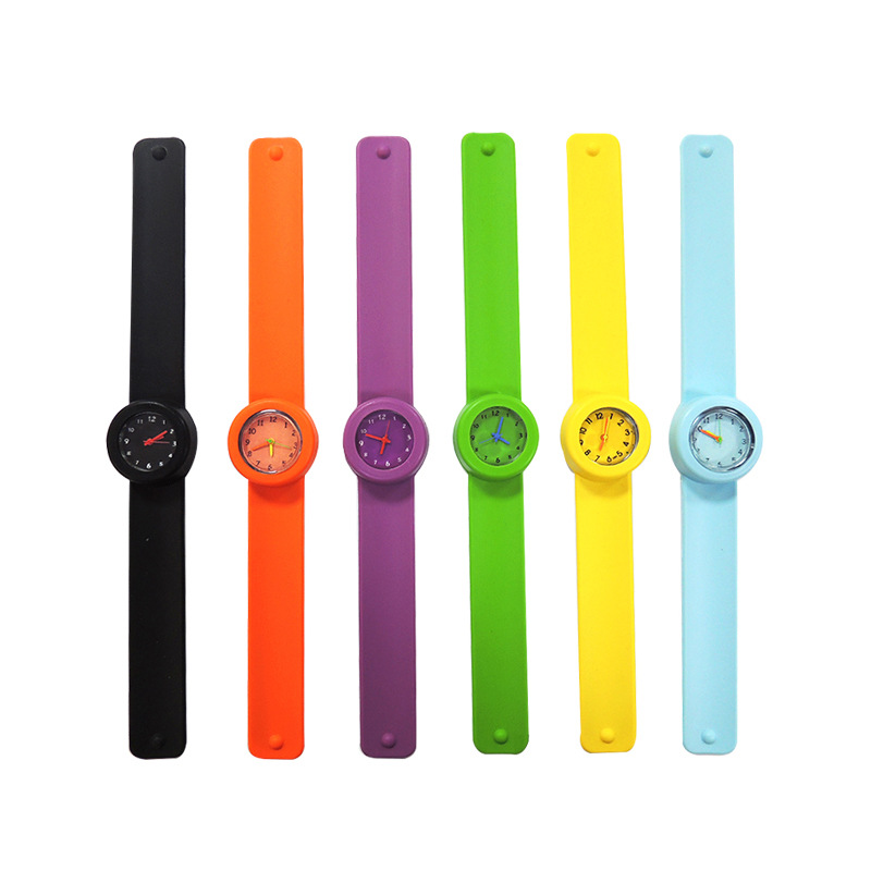 Silicone Round Children's Pat Watch Silicone Quartz Watch Small Sports Watch Snap Ring Color Boxed