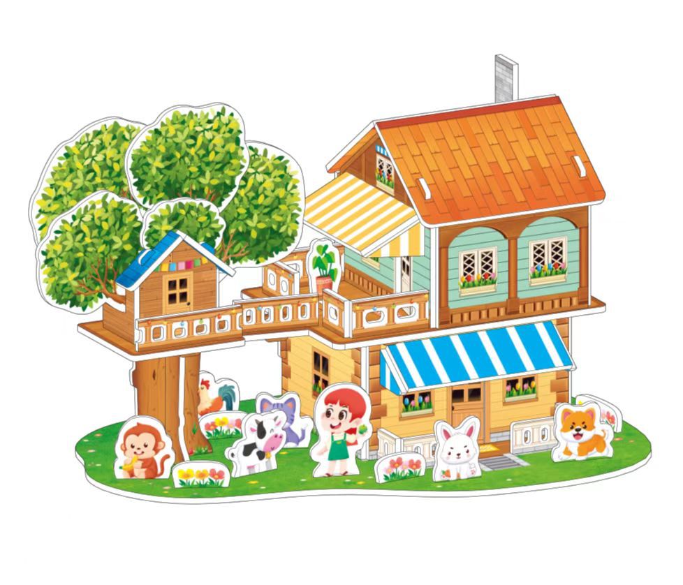 Children's 3d 3d puzzle toys 3 to 6 years old house Princess building blocks puzzle boys and girls 3diy handmade small house