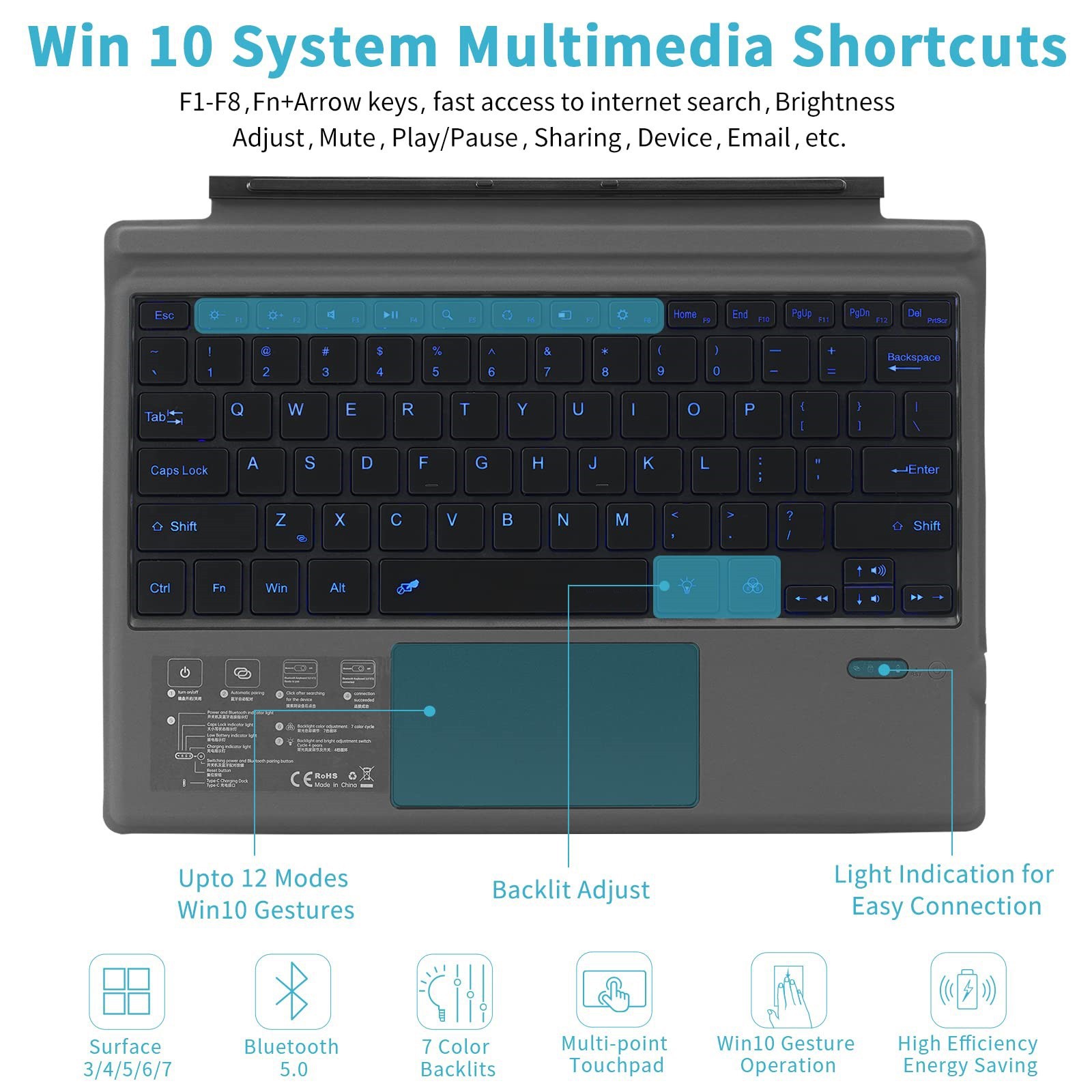 for microsoft surface bluetooth keyboard pro789 touch keyboard surfaceGo123 tablet keyboard shell