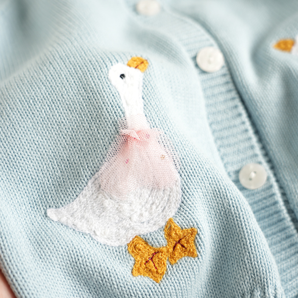 Cross-border children's clothing New girls' sweater embroidered sweater cartoon cardigan baby casual western style cotton sweater sweater