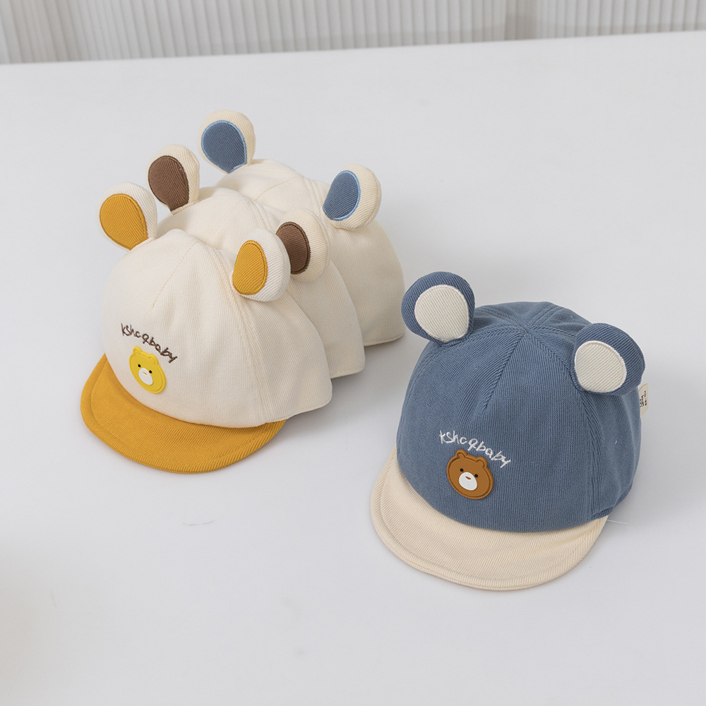 Little Bear Mark infant children's hat warm baby peaked cap cartoon Benhui new baby hat cartoon peaked cap