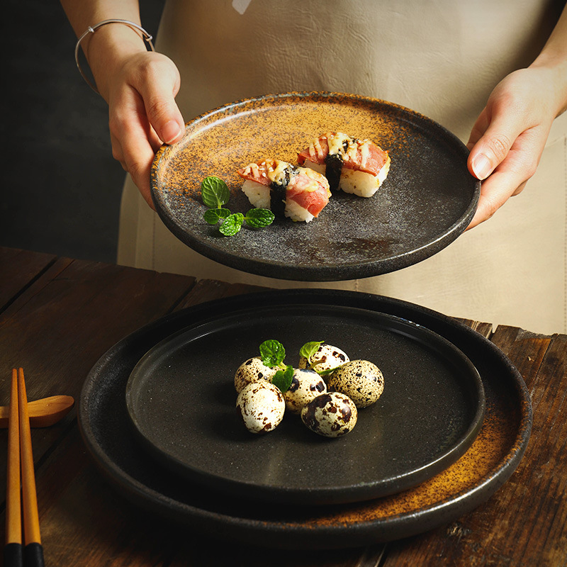 Cross-border Steak Dinner Plate Household Ceramic Western Food Italian Plate Japanese Sushi Plate Breakfast Snack Plate Creative Pizza Plate