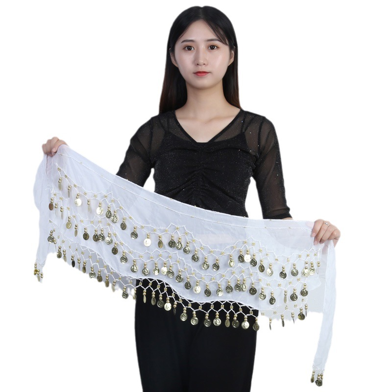 Spot belly dance 72/83/98/128 currency waist chain three-layer gold coin belt hip towel waist towel scarf Indian dance
