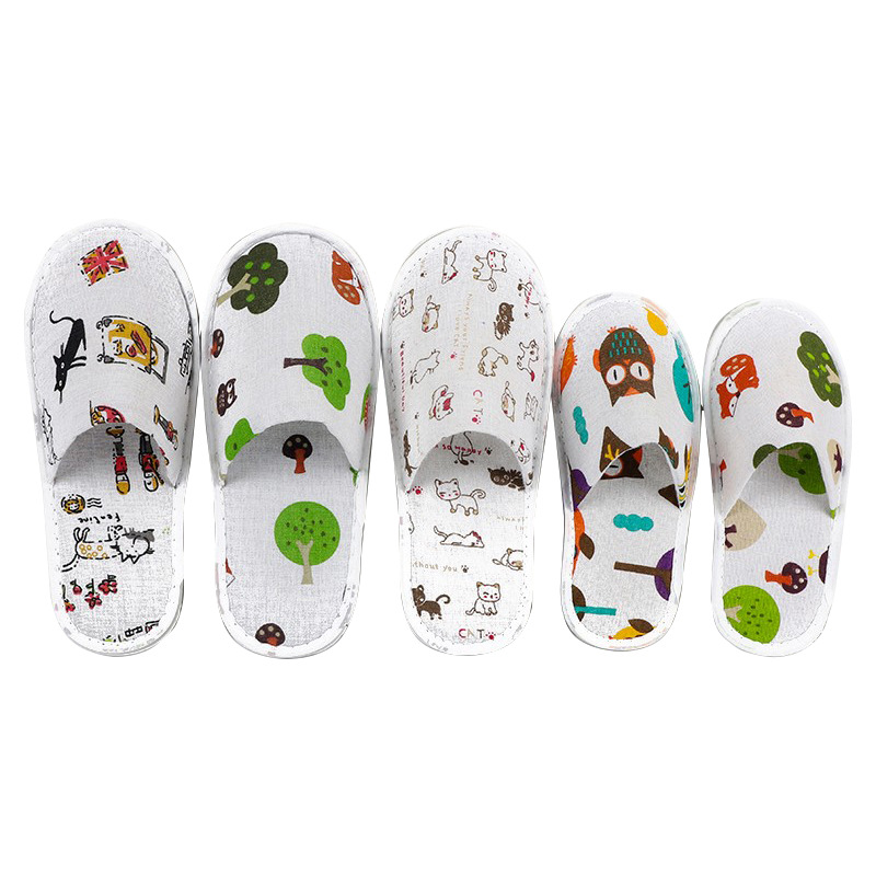 in stock supply disposable cartoon pattern slippers hotel hostel home hospitality willow leaf pattern bottom can be wholesale