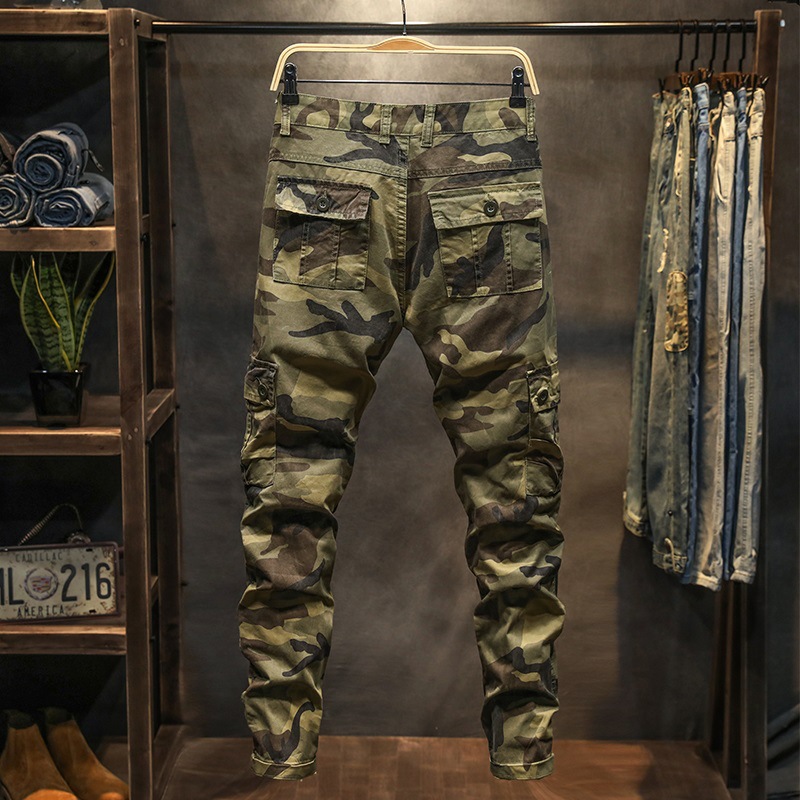 Stretch Camouflage Covers Men's Straight Multi-Pocket Youth Military Pants Special Forces Security Durable Wear-Resistant Work Pants