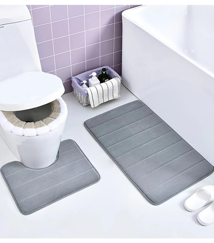 国境を越えたアマゾン記憶スポンジ縞吸水マット3点セット浴室吸水マットトイレトイレマット|undefined