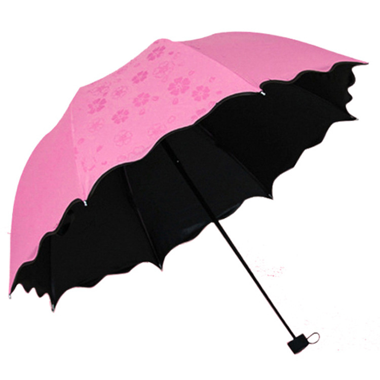 Umbrella Women Sunny Umbrella Sunscreen Thickened Black Rubber Sunny and Rain Dual-Use Sun Umbrella Folding Three-fold Umbrella UV Protection Wholesale