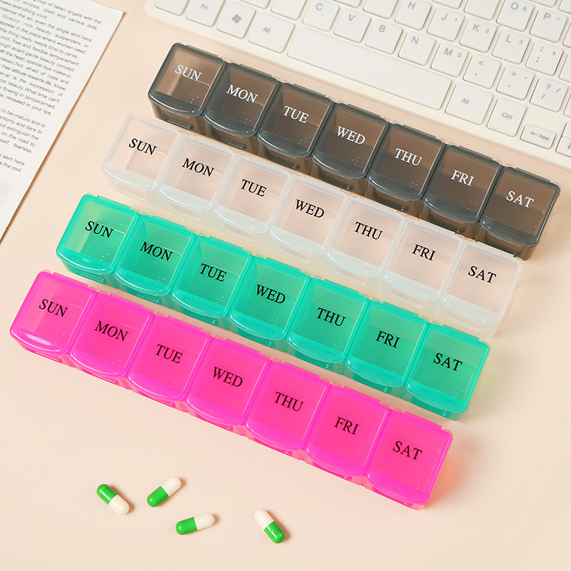Spot Large One-week Seven-grid Transparent Pill Box Portable Plastic Pill Box Creative Home 7-day Small Pill Box