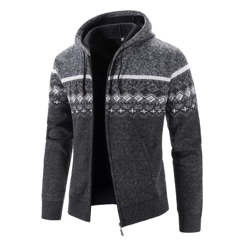 Cross-border explosions large size 23 New plus velvet padded gradient color sweater Foreign Trade men's coat knitted cardigan generation