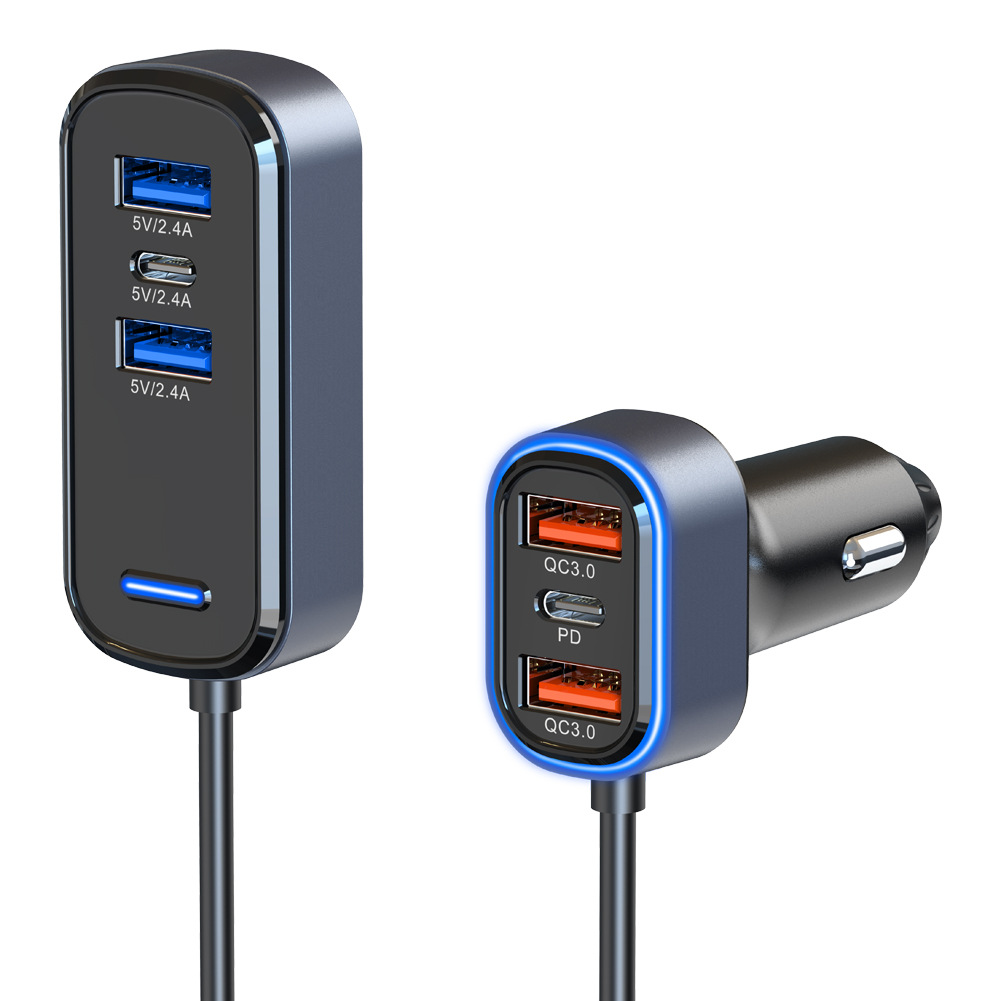 Car charger super fast charging one drag six front and rear seats multi-port output charging car charger fast charging manufacturers