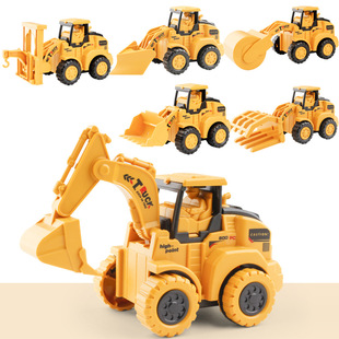 Children's pressing engineering vehicle simulation mini inertia back force bulldozing excavator car stall toy wholesale