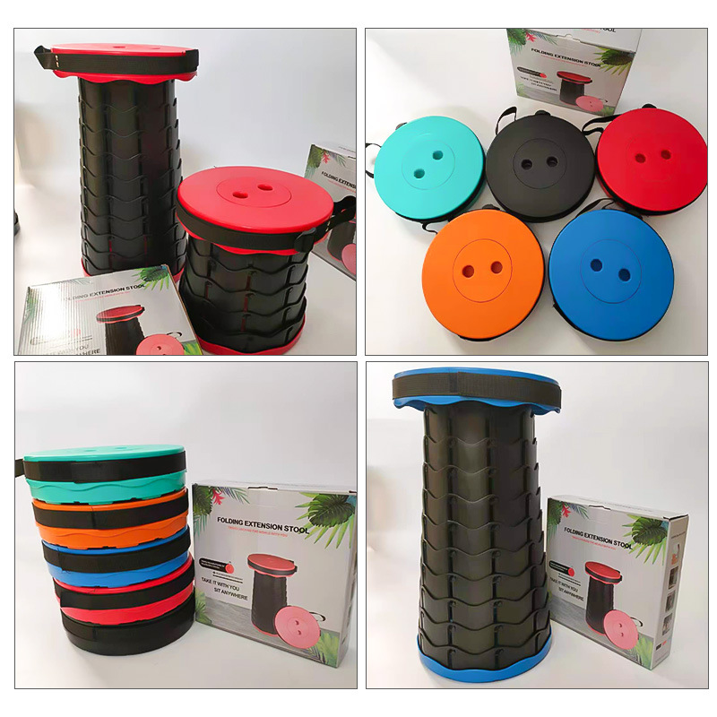 Outdoor Retractable Folding Stool Travel Camping Fishing Portable Stool Plastic Light Stool with Handle