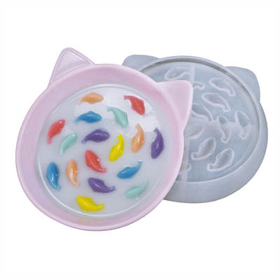 diy Crystal Glue Dropping Mold Kitten Food Plate Anti-choking Cute Cat Ears Bowl Pet Jewelry Silicone Mold