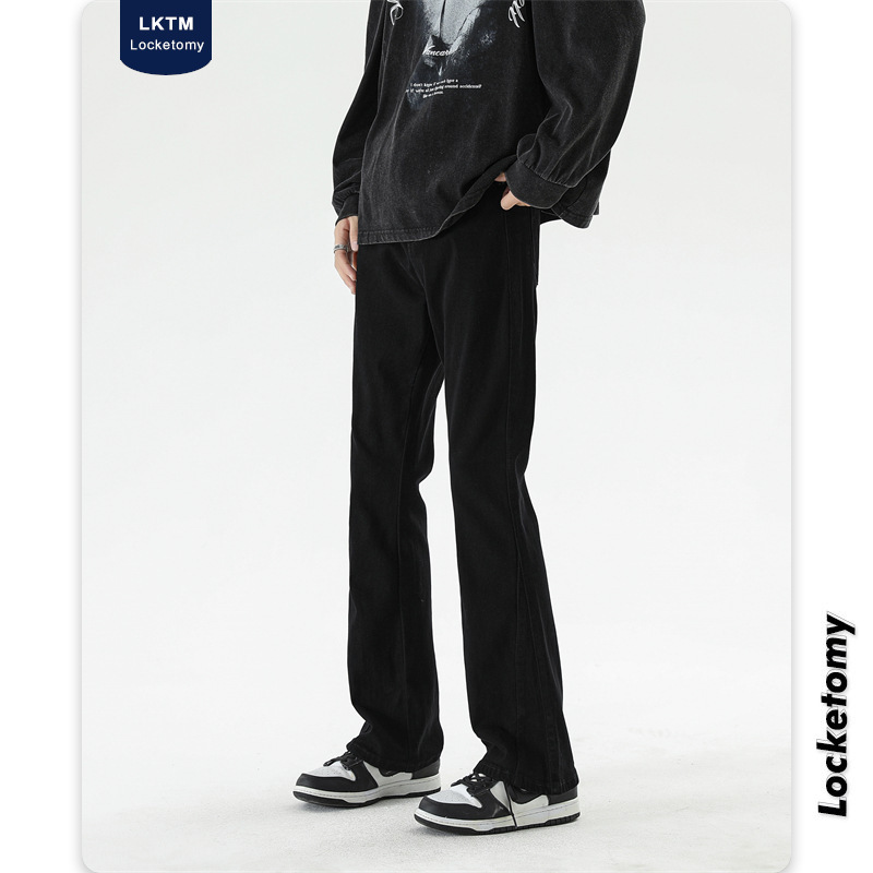 LKTM Men's# American Stretch Slim Fit Micro-lama Pants Men's High-end Summer Thin Fashion Brand All-match Denim Pants