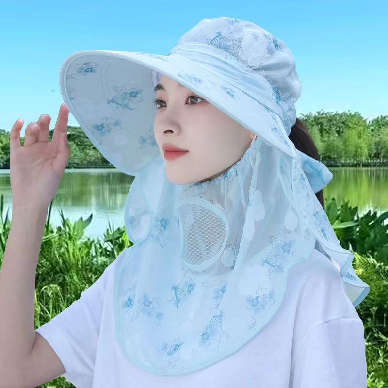 Sun Hat sun protection fashion all-match face protection strength UV protection sun hat cover full face tea picking hat New