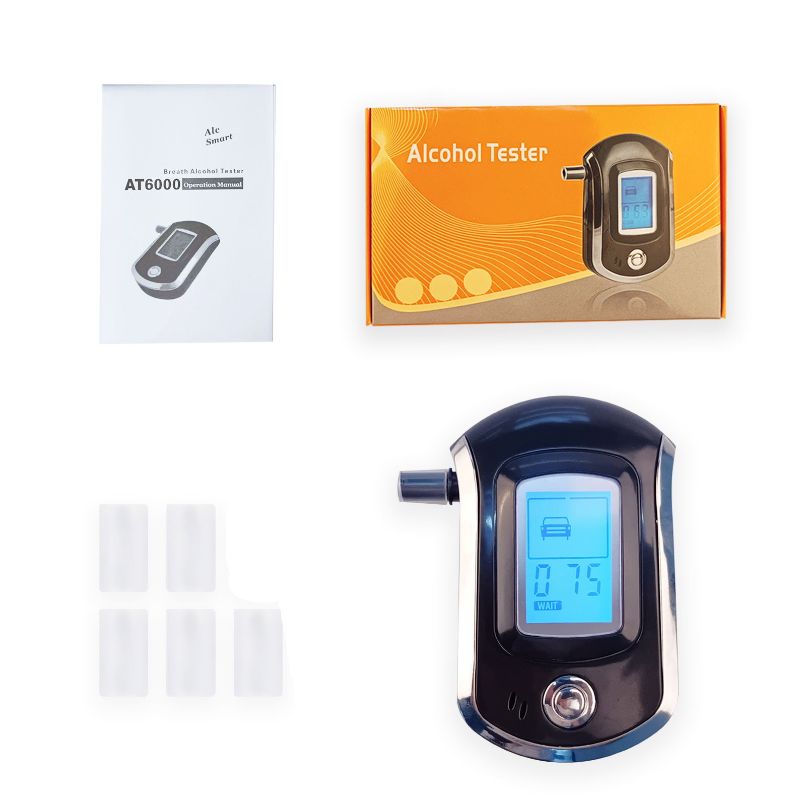 Cross-border English alcohol tester portable drunk driving tester mini blow AT6000 alcohol tester