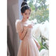 Evening Dress Women's 2024 New Spring Banquet Elegant Champagne Color Long Celebrity Host Usually Wearing Dress