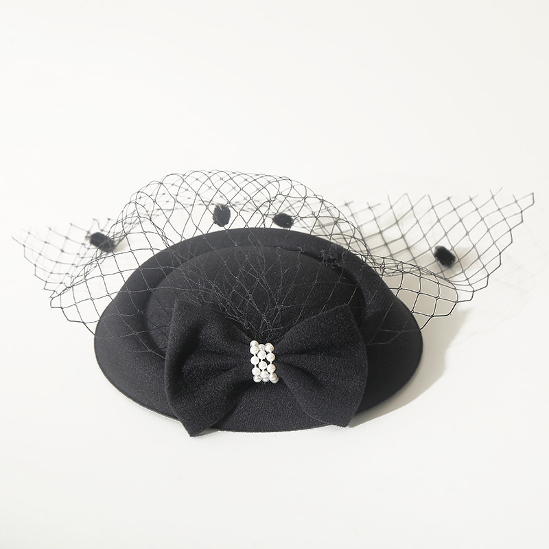 Korean-style stewardess hat hairpin headdress Amazon lace bow bride headdress hat hairpin veil