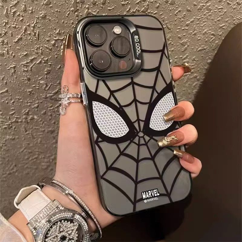 Spiderman mobile phone case for Apple 16promax color silver shell iPhone14plus 13 high color value