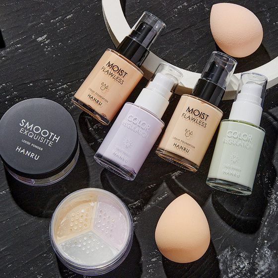 Han Ru Base Makeup Makeup suit 4-piece Set Full Set Beginner Female Concealer Foundation Isolation Powder Light Makeup