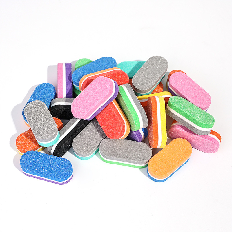 Nail Art Rubbing Strip Mini Oval Small Square Nail File Double Color Sponge Rubbing Strip Polished Mini Small Rubbing Strip