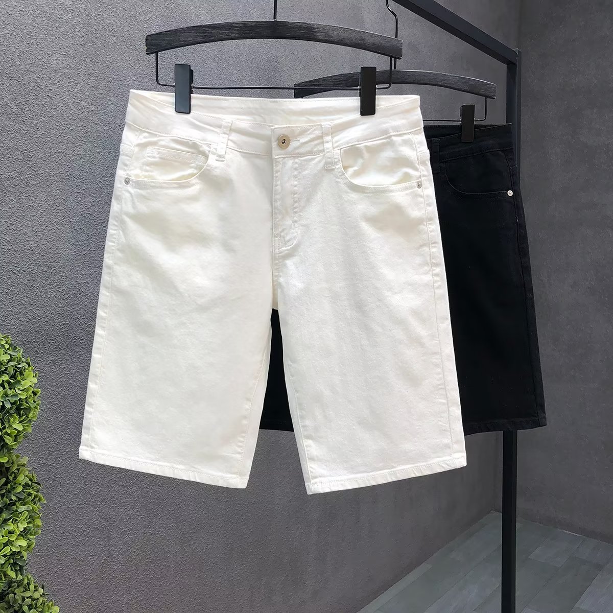 Denim Shorts Fashion Trendy Brand Solid Color Men's Five-point Pants Casual Pants Loose Trendy Sports Pants Youth Popular
