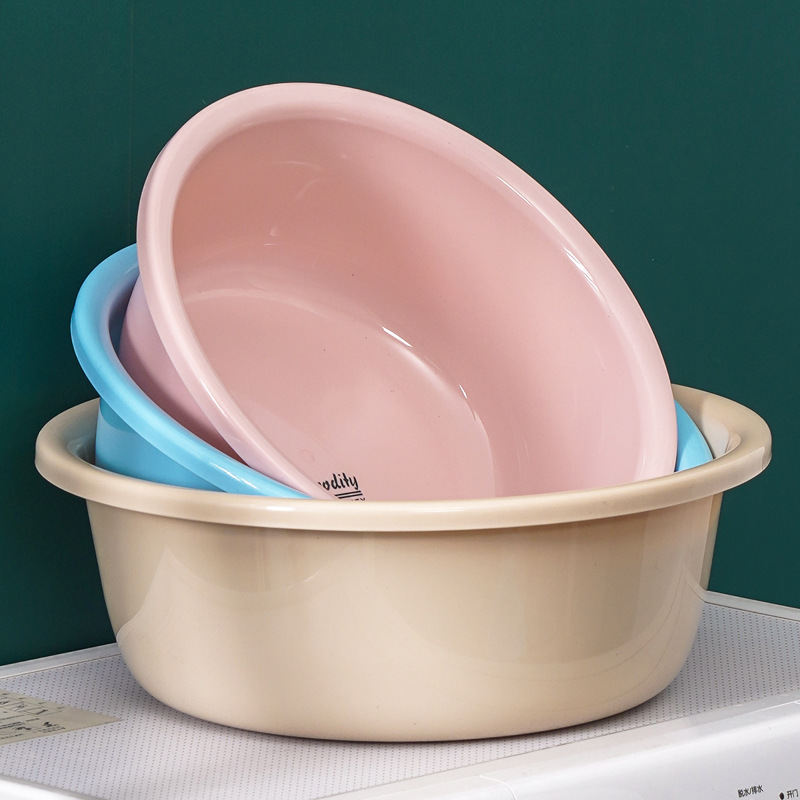 Thickened Anti-skid Plastic Basin Household Large, Medium and Small Size Clothes Washing Basin Student Dormitory Foot Washing Basin Baby Washbasin