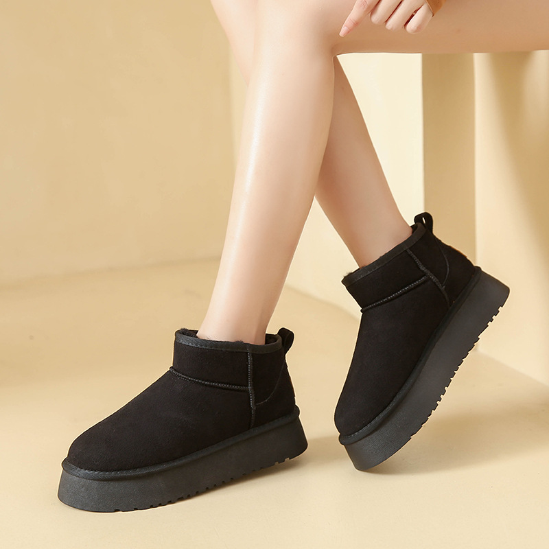 Snow Boots women's platform thick-soled outer wear 2023 Winter new fur integrated waterproof non-slip warm cotton shoes_voghion.com