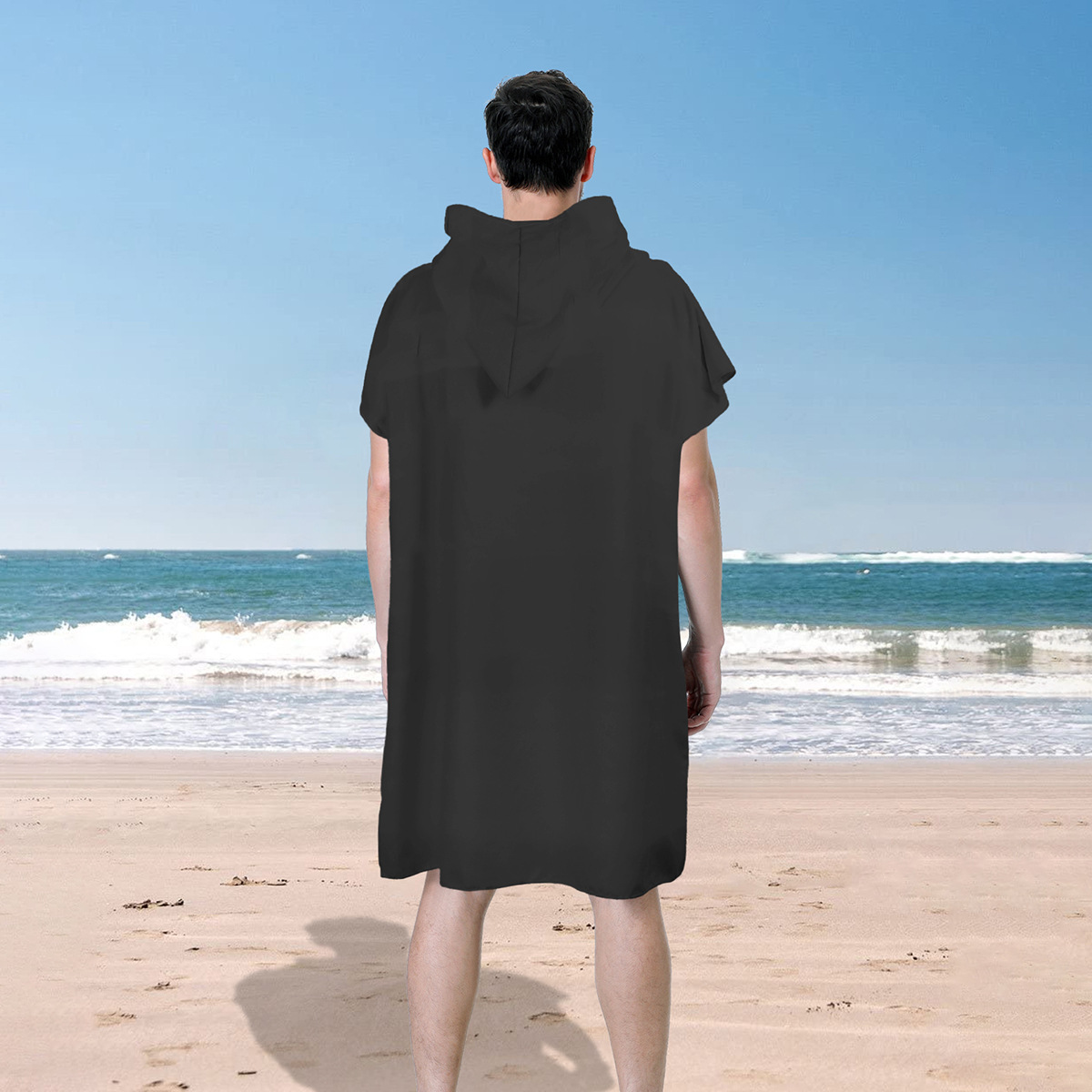 Adult beach hooded bath towel cloak changing bath towel microfiber double-sided velvet absorbent quick-drying fabric wholesale