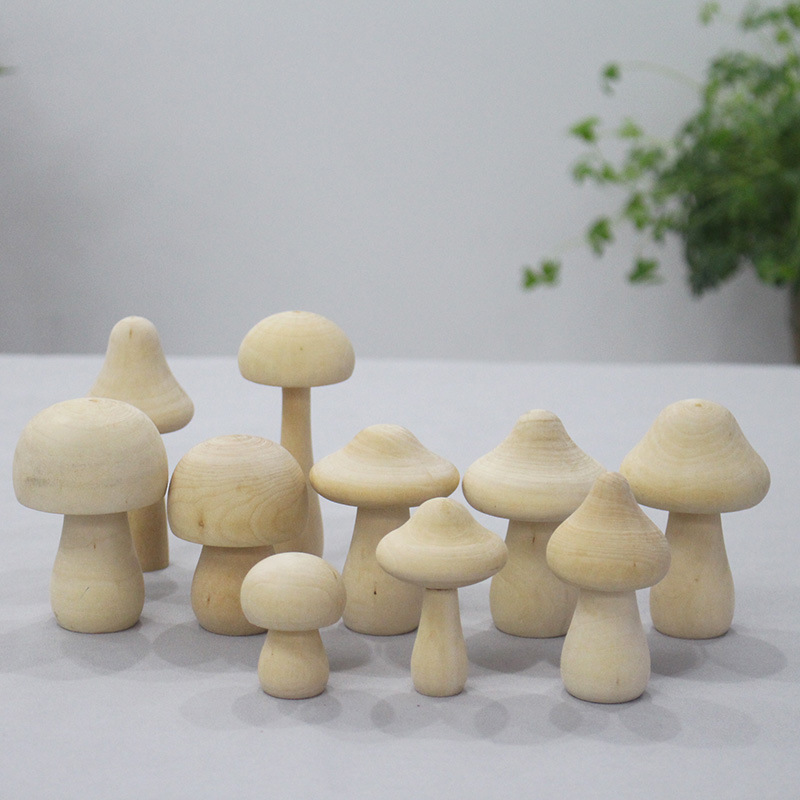 Aoki Fan Lotus White Billet Mushroom DIY Hand-painted Early Childhood Toys Wooden Ornaments Handmade Educational Toys