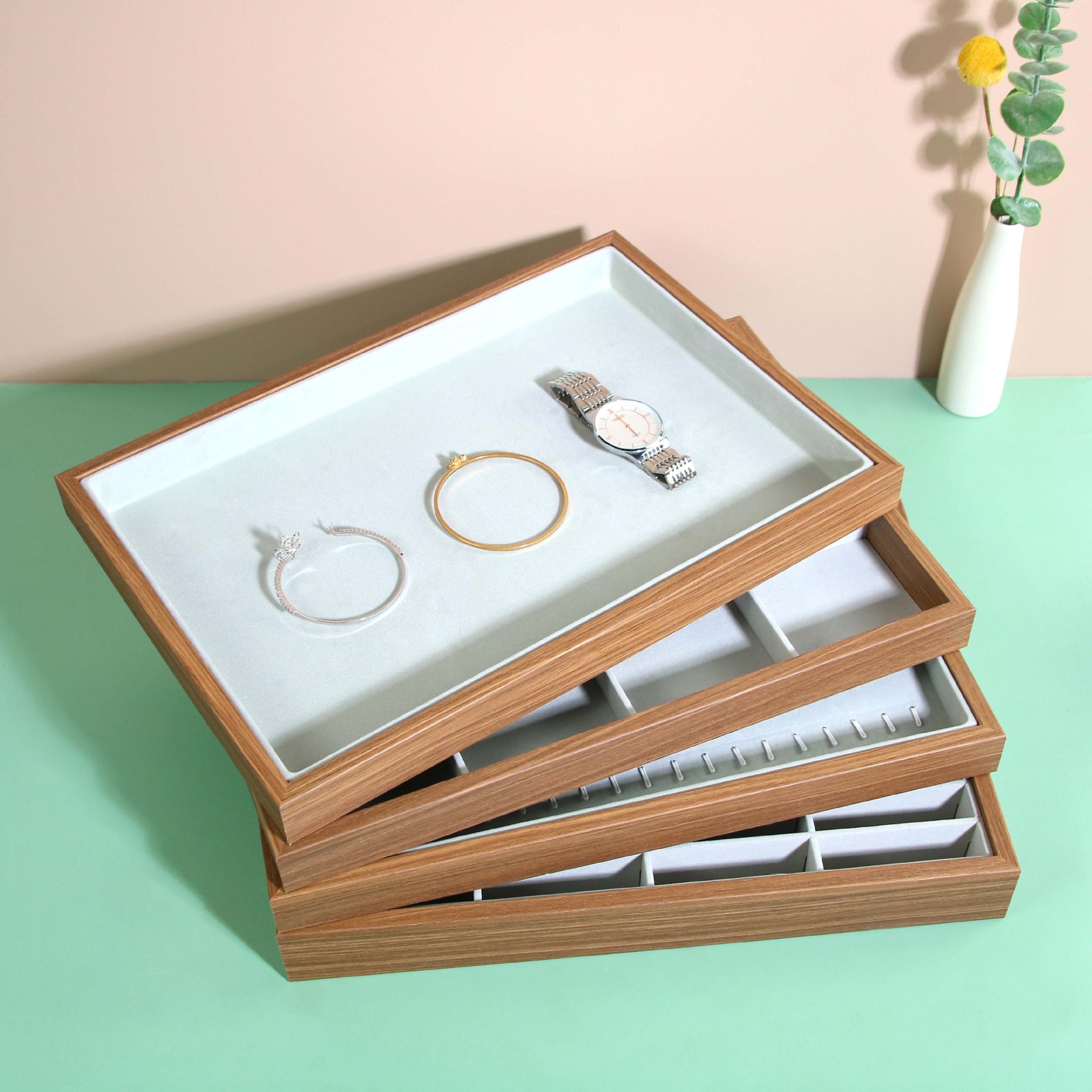 Factory direct Rosewood jewelry plate counter display tray ring earrings earrings bracelet selection props