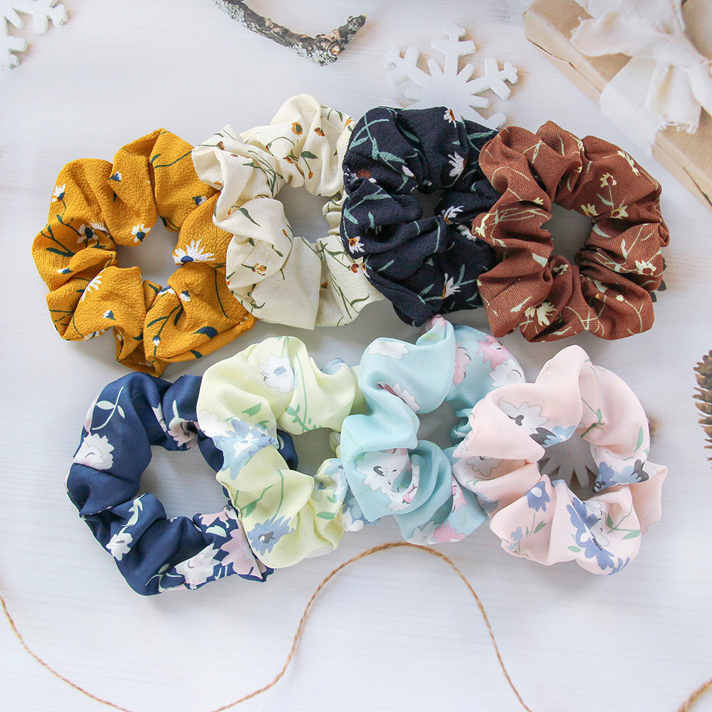 Cross-border e-commerce source Korean elegant female printed large intestine hair ring high elasticity adult children universal hair ring