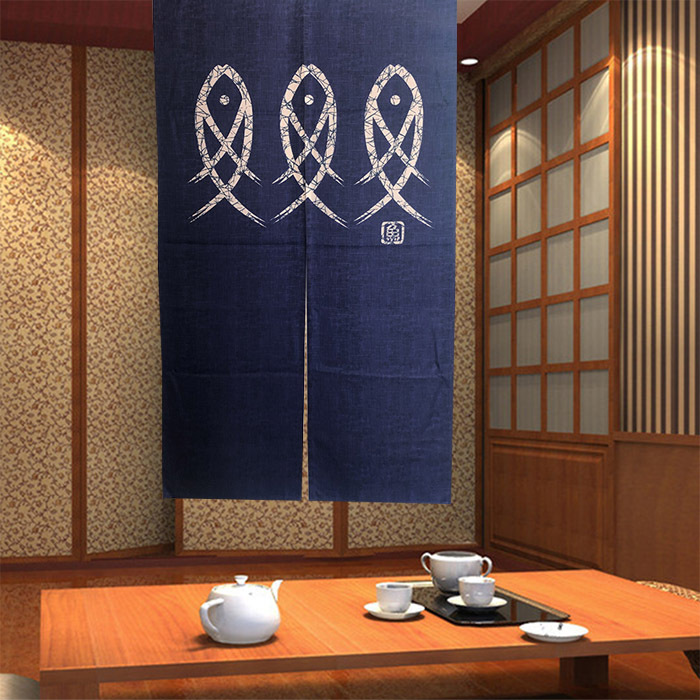 [Low price] factory direct high quality Japanese curtain one piece three fish 85x 150 wholesale and retail curtain