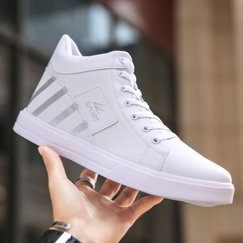 Cross-border Large Size High-top Casual Fashion Leather Sneakers Fashionable Korean Style Trendy Sneakers for Men